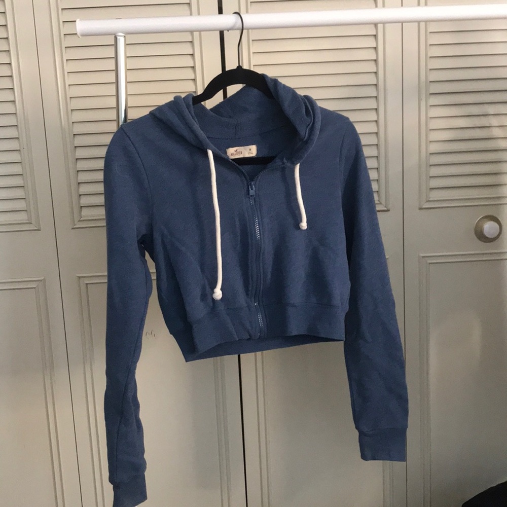 Hollister cropped zip up hoodie